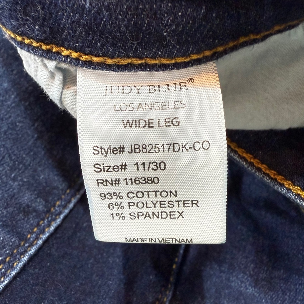 Judy Blue Wide Leg Raw Hem Jeans Dark Wash High Rise Size 11/30 High Rise - Picture 4 of 10